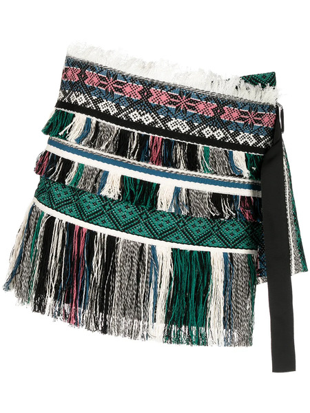  Sacai Fringed Asymmetric Shorts - Multicolour 