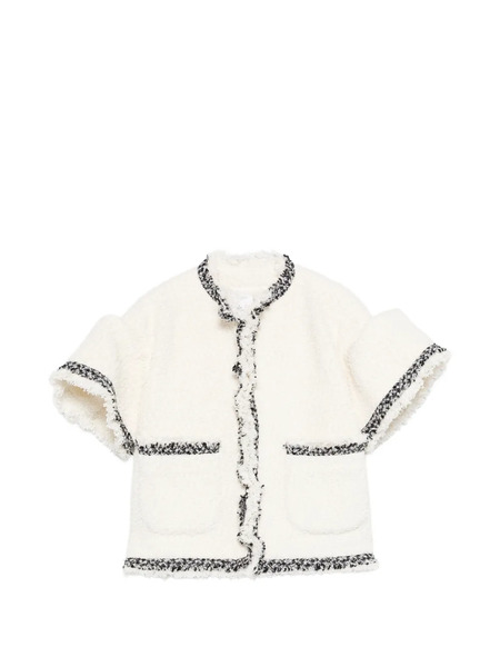  Sacai Fringed Tweed Jacket - Neutrals 