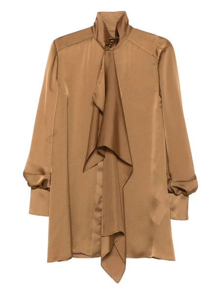  Sacai High-neck Ruffled Shirt - Brown 
