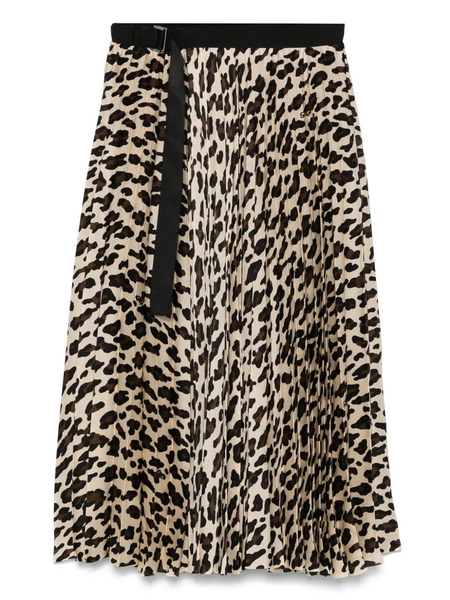  Sacai Leopard-print Midi Skirt - Neutrals 