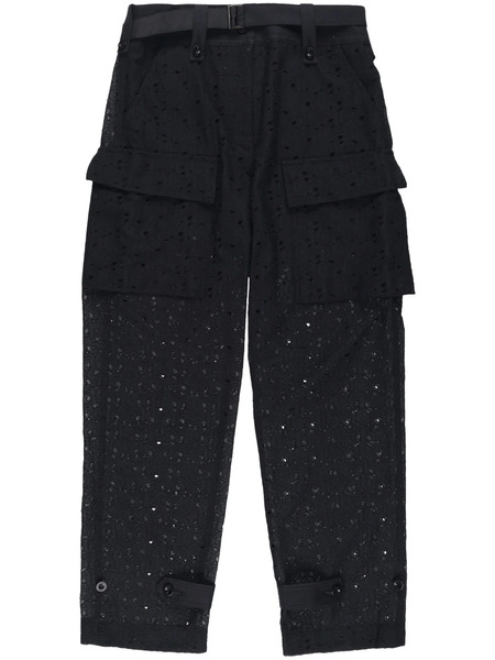  Sacai Logo-embroidery Trousers - Black 