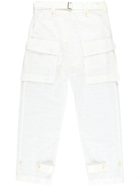  Sacai Logo-embroidery Trousers - White 