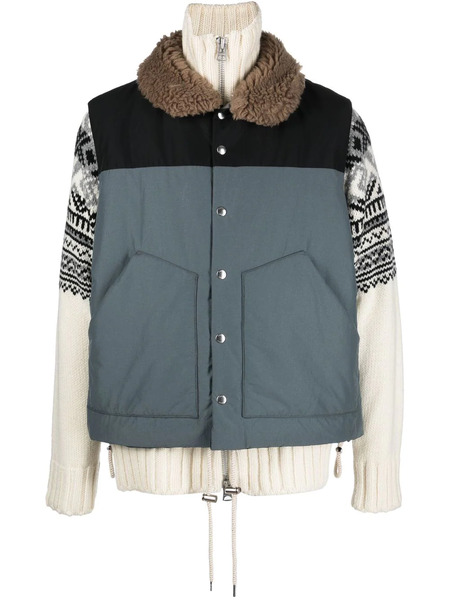  Sacai Padded Shearling-collar Jacket - Grey 