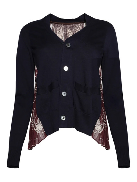  Sacai Panelled Cardigan - Blue 