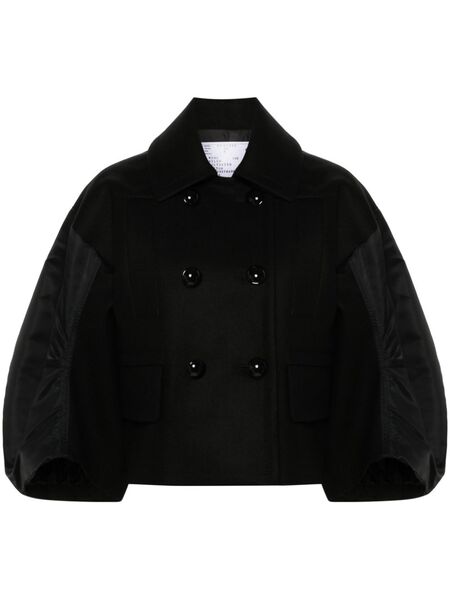  Sacai Panelled Double-breasted Jacket - Black 