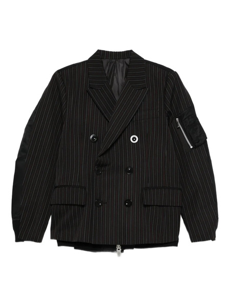  Sacai Pinstripe Double-breasted Jacket - Black 