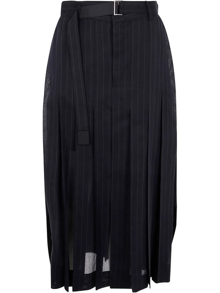  Sacai Pinstriped Midi Skirt - Black 
