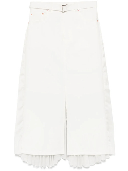  Sacai Pleated-back Midi Skirt - White 