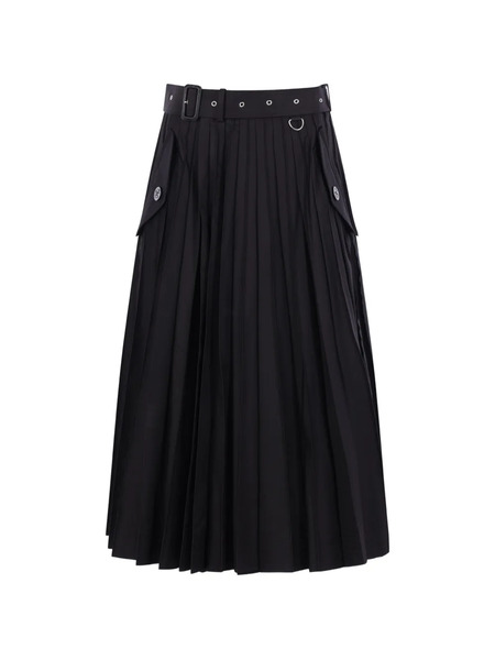  Sacai Pleated Belted Skirt - Black 