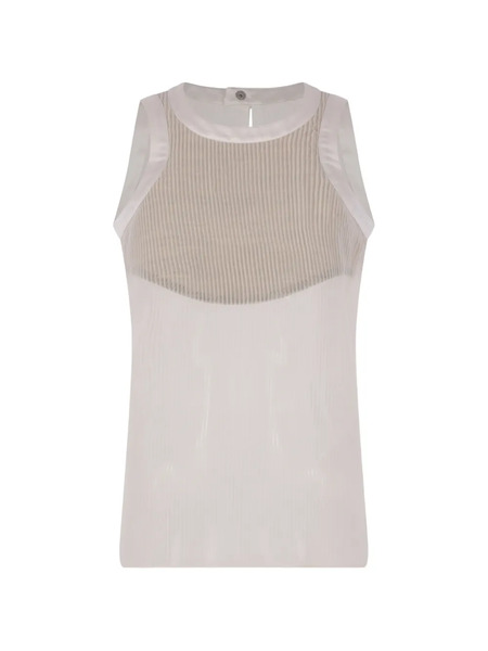  Sacai Pleated Chiffon Sleeveless Top - White 