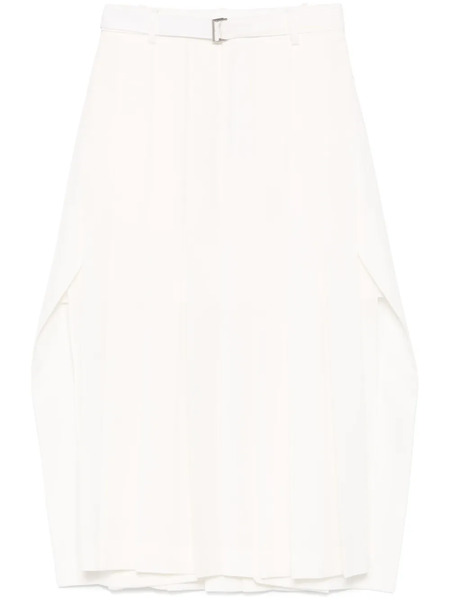  Sacai Pleated Midi Skirt - White 