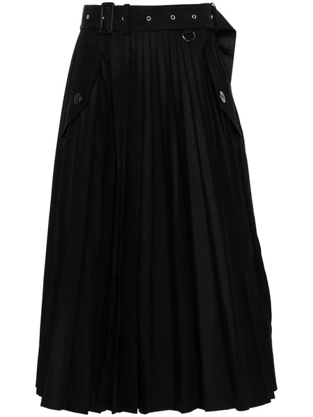  Sacai Plissé Midi Skirt - Black 