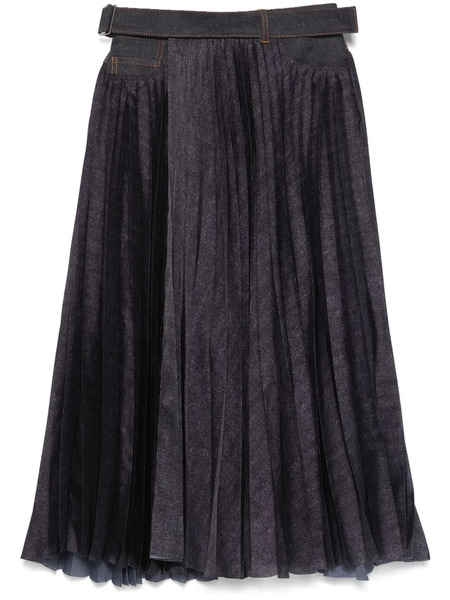  Sacai Plissé Midi Skirt - Blue 