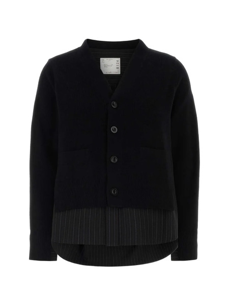  Sacai Pocket Wool Cardigan - Black 