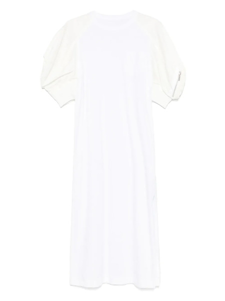  Sacai Poplin Midi Dress - White 