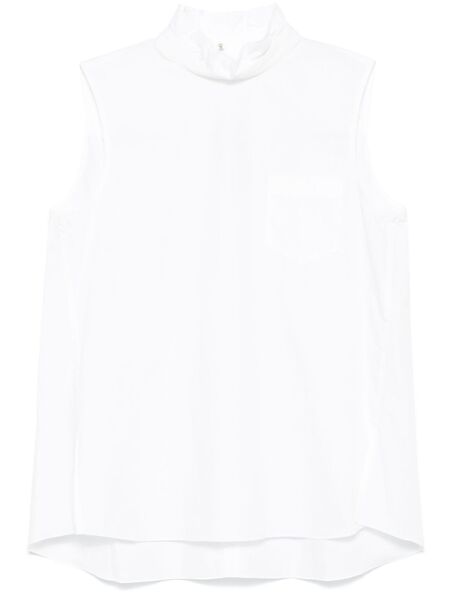  Sacai Rear-button Mock-neck Blouse - White 