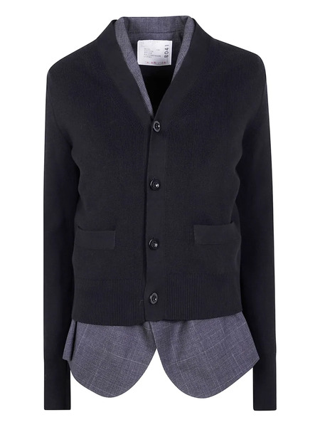  Sacai Ribbed Wool Cardigan - Black 