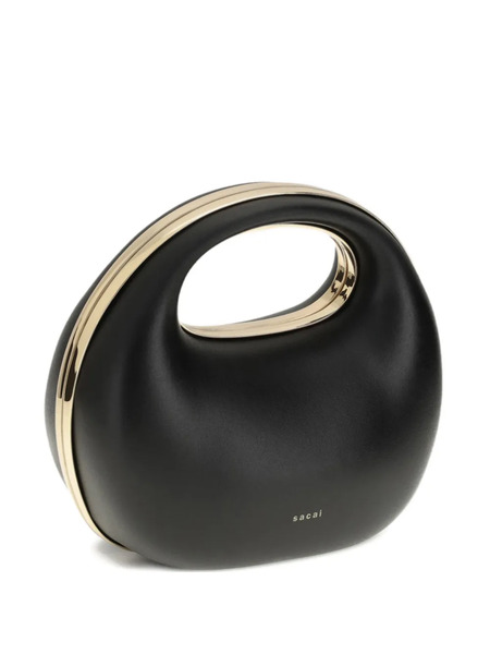  Sacai Round Leather Clutch Bag - Black 