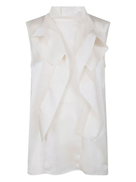  Sacai Ruffle-detail Sleeveless Top - Beige 