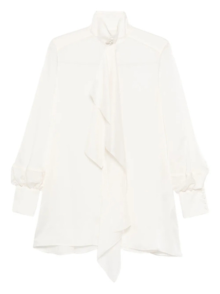  Sacai Ruffled High-neck Blouse - White 
