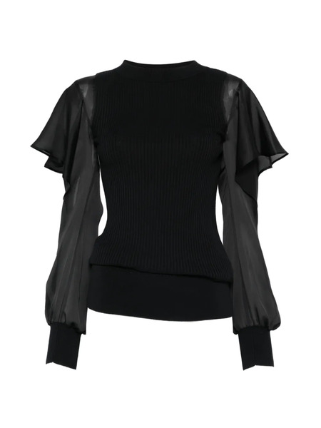  Sacai Ruffled Knitted Top - Black 