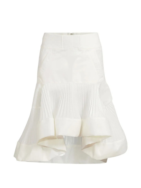  Sacai Ruffled Pleated A-line Skirt - White 