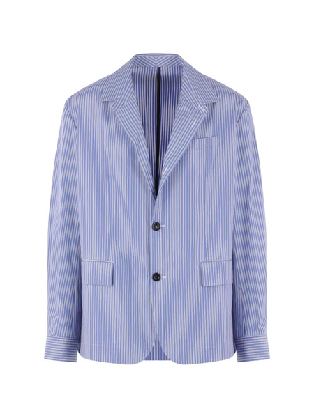  Sacai Single-breasted Striped Poplin Jacket - Blue 