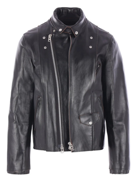  Sacai Snap-fastening Leather Jacket - Black 