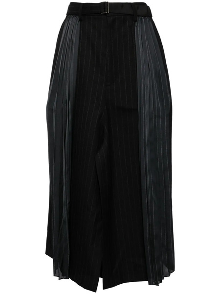  Sacai Striped Pleated Skirt - Black 
