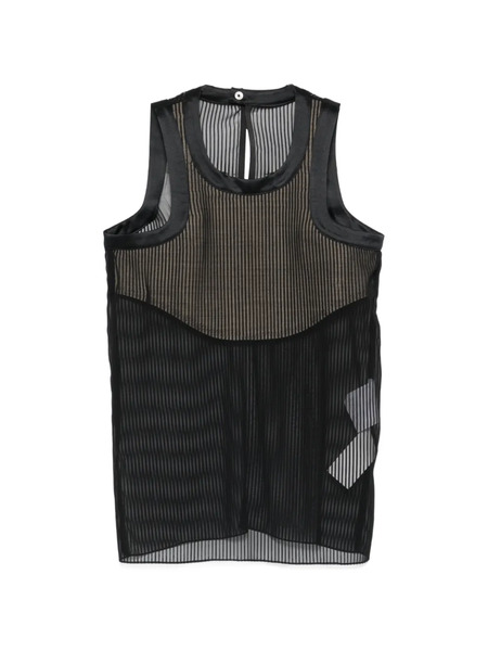  Sacai Striped Sleeveless Top - Grey 