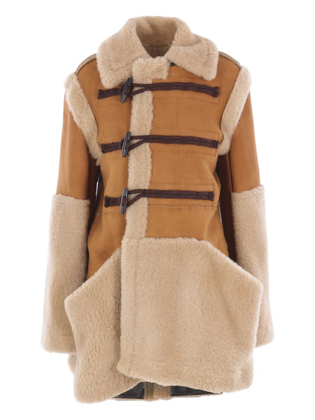  Sacai Toggle Mouton Coat - Brown 