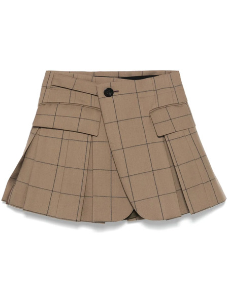  Sacai Windowpane-print Shorts - Brown 