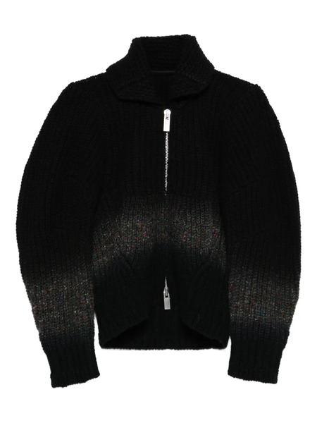  Sacai Zip-front Speckled Cardigan - Black 