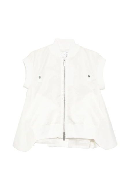  Sacai Zip Silk Sweater - White 