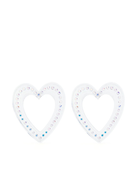  Safsafu Big Heart Crystal-embellished Earrings - Neutrals 