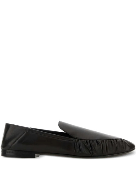  Saint Laurent Alain Ruffled Leather Loafers - Black 