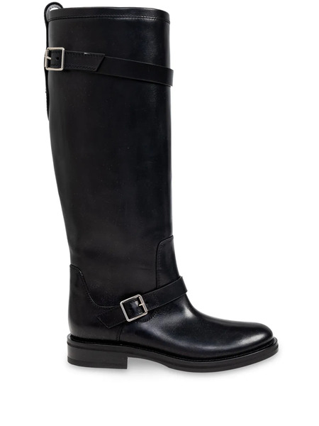  Saint Laurent Almond-toe Leather Boots - Black 