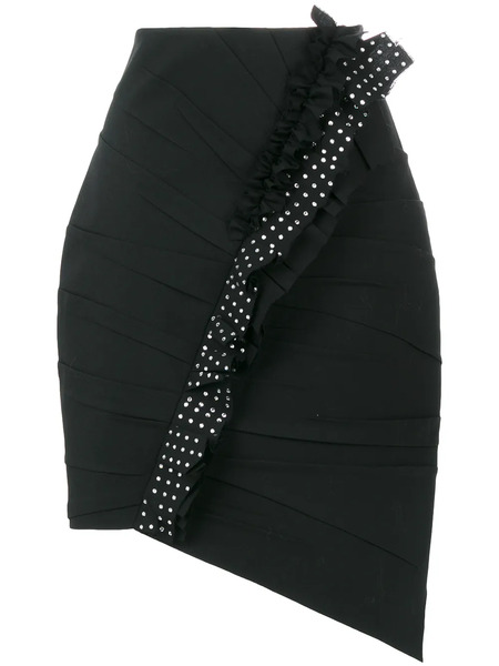  Saint Laurent Asymmetrical Mini Skirt - Black 