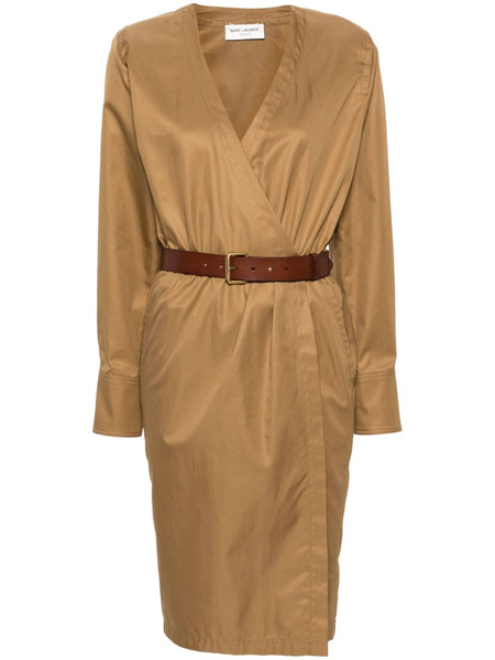  Saint Laurent Belted Dress - Brown 