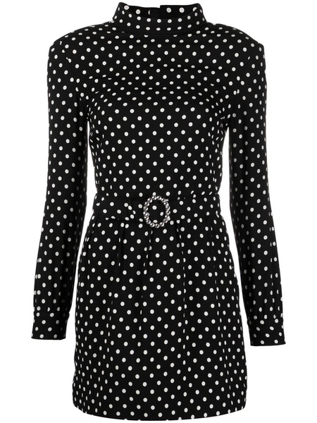  Saint Laurent Belted Polka-dot Minidress - Black 