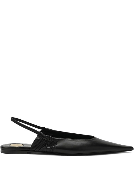  Saint Laurent Biarritz Pointed Ruched Ballet Flats - Black 
