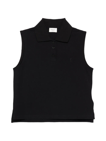  Saint Laurent Button-up Polo Top - Black 
