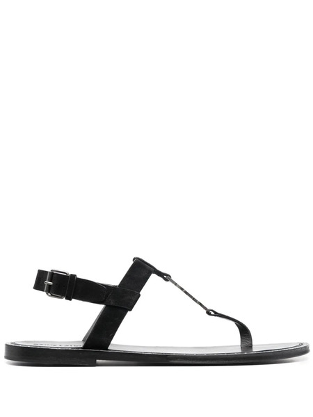  Saint Laurent Cassandra Logo Plaque Flat Sandals - Black 
