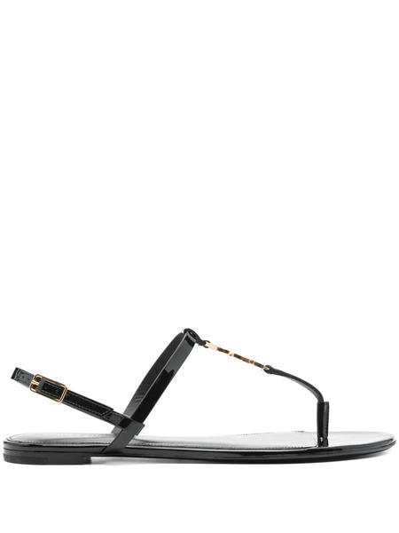  Saint Laurent Cassandra Logo Plaque Sandals - Black 