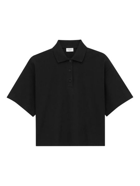  Saint Laurent Cassandre-embroidered Polo Shirt - Black 