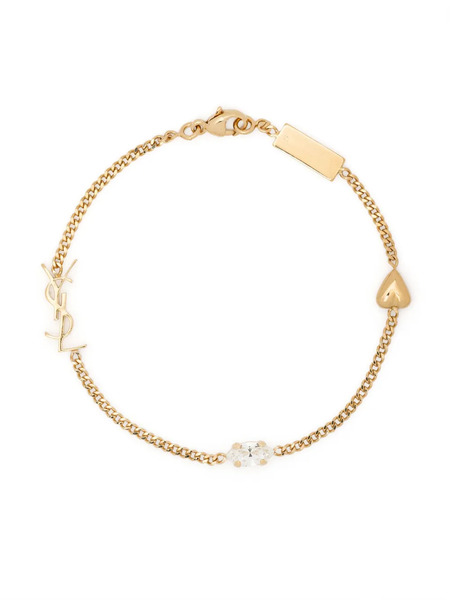  Saint Laurent Cassandre Heart-charm Bracelet - Gold 