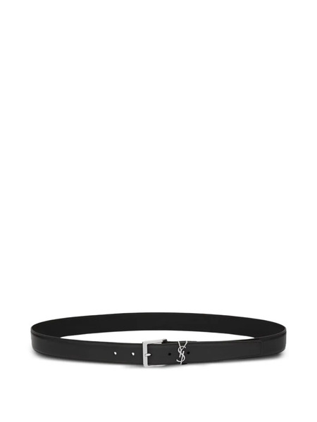  Saint Laurent Cassandre Leather Belt - Black 