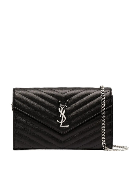  Saint Laurent Cassandre Leather Clutch Bag - Black 