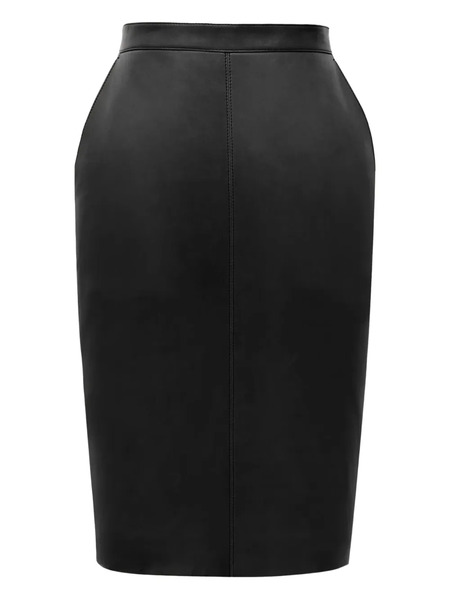  Saint Laurent Cassandre Leather Pencil Skirt - Black 