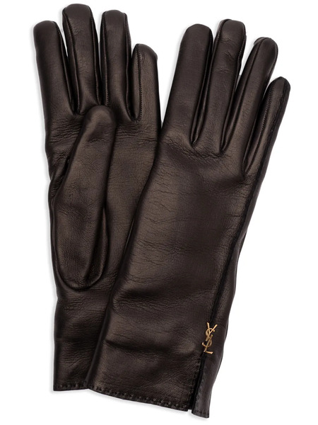  Saint Laurent Cassandre-plaque Gloves - Black 